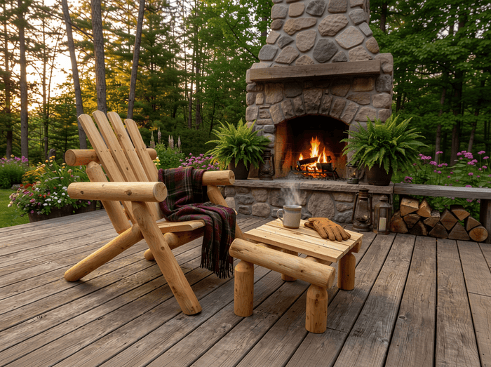 Log Wooden Deck Chair Cedar Creek Rustic Furniture