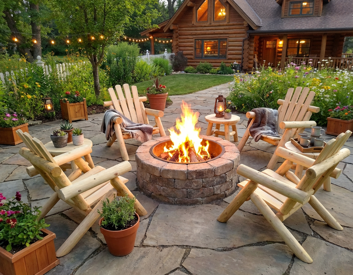 Log Wooden Deck Chair Cedar Creek Rustic Furniture