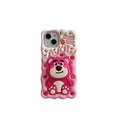 Lotso Strawberry Bear Cheese Face Holder Grip Tok Cartoon Silicon Soft Cover Phone Case PhoneShells
