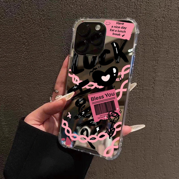 Lucky Love Pattern Mirror Acrylic Phone Case PhoneShells