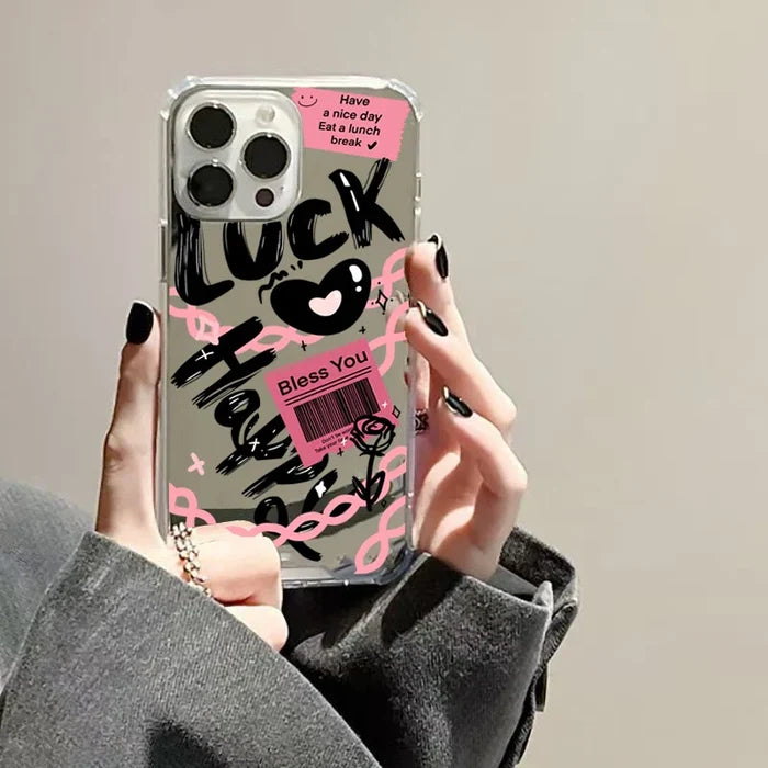 Lucky Love Pattern Mirror Acrylic Phone Case PhoneShells