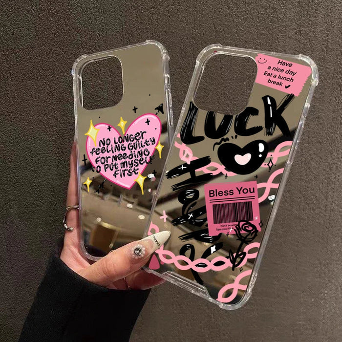 Lucky Love Pattern Mirror Acrylic Phone Case PhoneShells