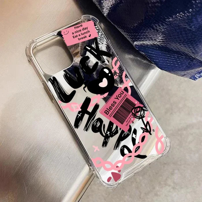 Lucky Love Pattern Mirror Acrylic Phone Case PhoneShells