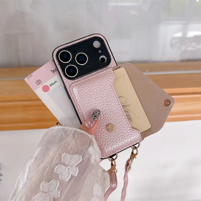 Luxury Crossbody Strap Lanyard Wallet Leather Case For iPhone PhoneShells