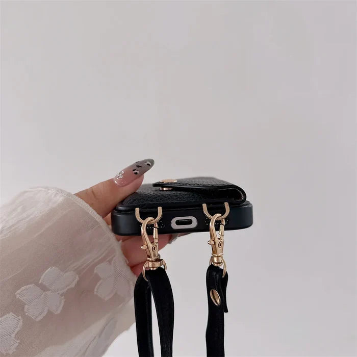 Luxury Crossbody Strap Lanyard Wallet Leather Case For iPhone PhoneShells