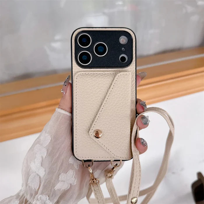 Luxury Crossbody Strap Lanyard Wallet Leather Case For iPhone PhoneShells