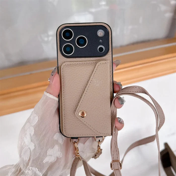 Luxury Crossbody Strap Lanyard Wallet Leather Case For iPhone PhoneShells