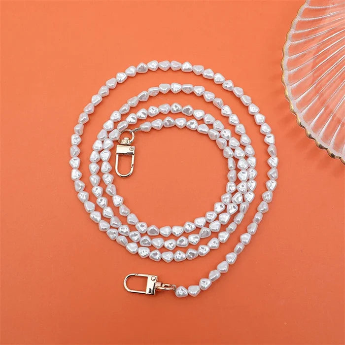 Luxury Crossbody With Lanyard Jewelry Pearl Chain Clear Holder Phone Case For iPhone PhoneShells