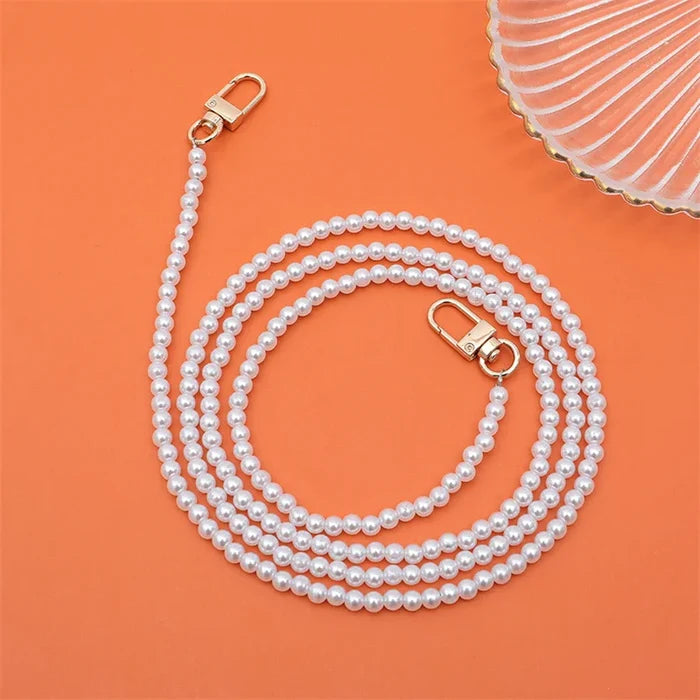 Luxury Crossbody With Lanyard Jewelry Pearl Chain Clear Holder Phone Case For iPhone PhoneShells