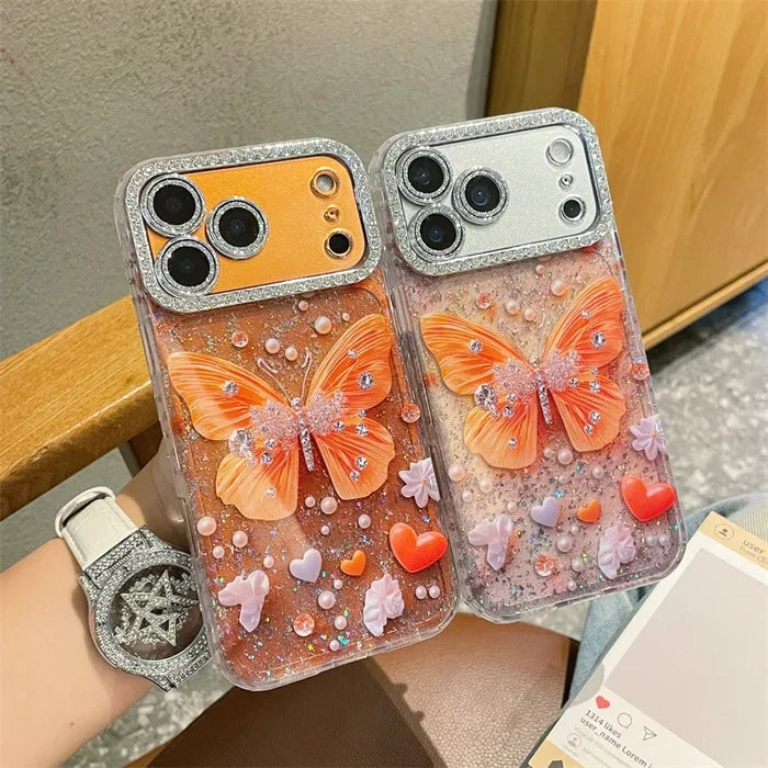 Luxury Diamond Sequins Butterfly Phone Case For iPhone PhoneShells