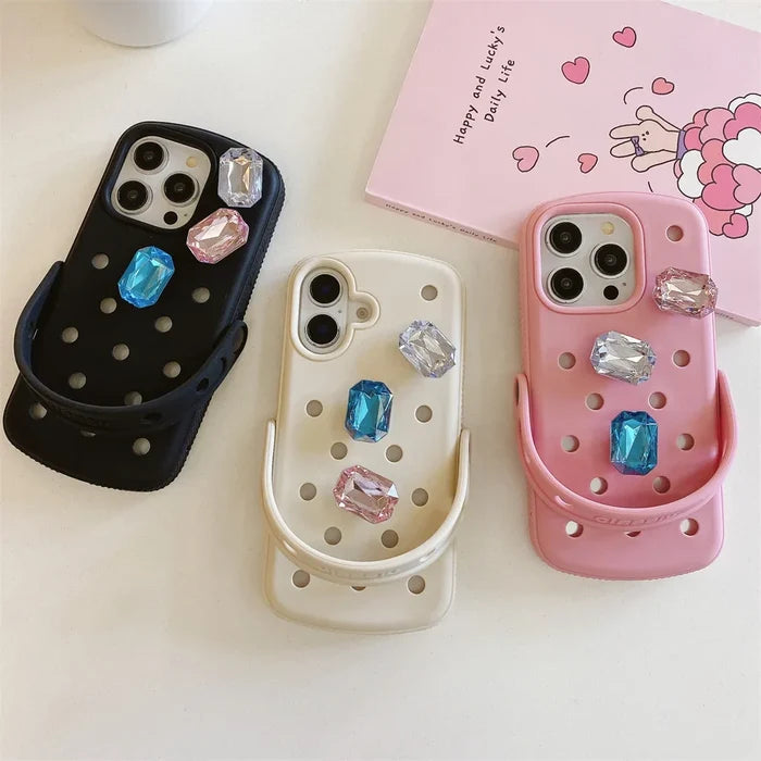 Luxury Gem Crocs Diy Phone Case Soft Cover For iPhone PhoneShells