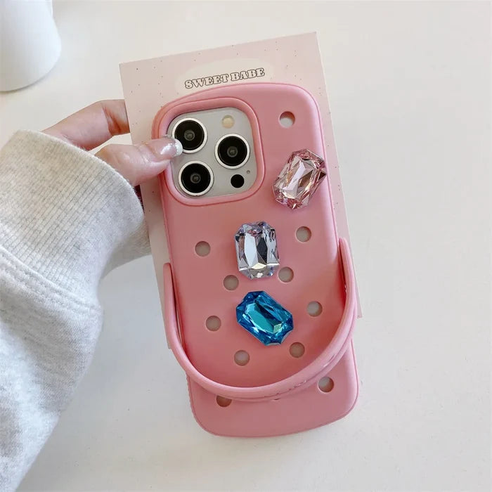 Luxury Gem Crocs Diy Phone Case Soft Cover For iPhone PhoneShells