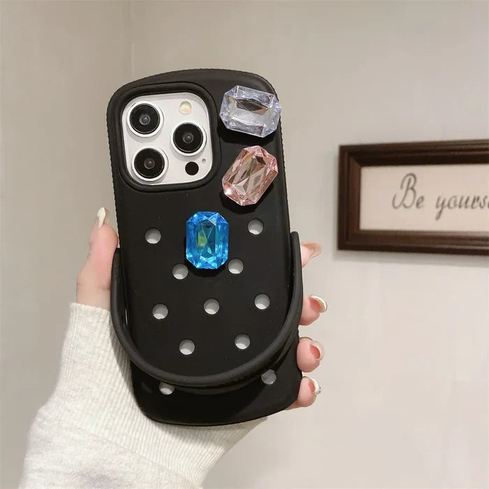 Luxury Gem Crocs Diy Phone Case Soft Cover For iPhone PhoneShells