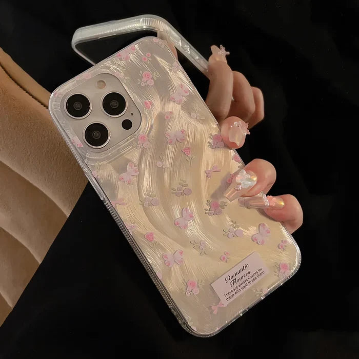 Luxury Laser Pink Rose Phone Case PhoneShells