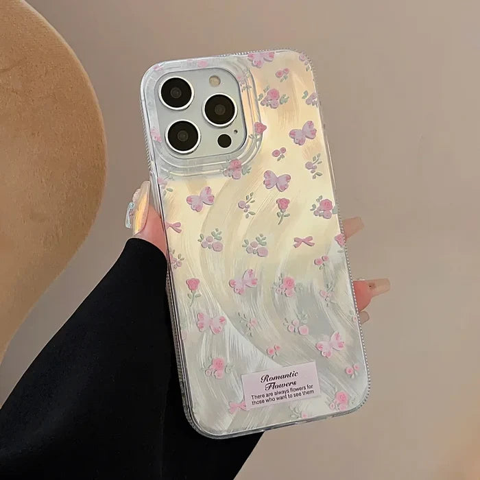 Luxury Laser Pink Rose Phone Case PhoneShells