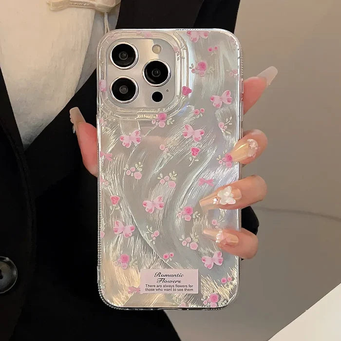 Luxury Laser Pink Rose Phone Case PhoneShells