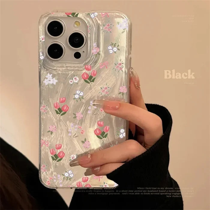 Luxury Laser Pink Rose Phone Case PhoneShells