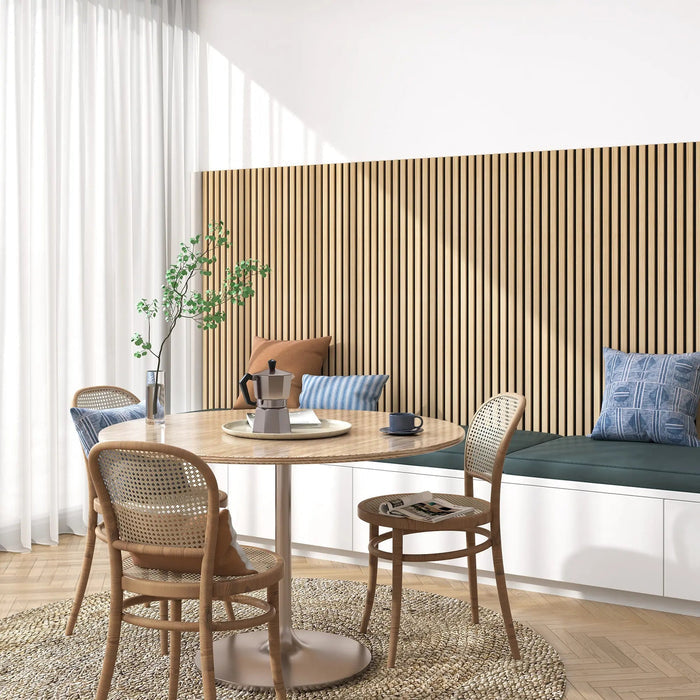 Luxury Natural Oak Acoustic Solid Wood Slat Wall Panels ( 2 Panels Per Box） HAUSVITA