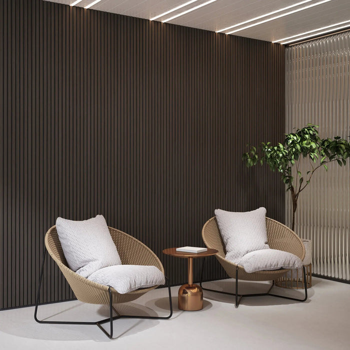 Luxury Smoked Walnut Acoustic Solid Wood Slat Wall Panels ( 2 Panels Per Box） HAUSVITA