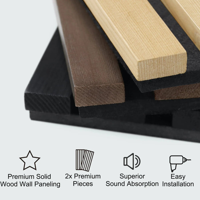 Luxury Smoked Walnut Acoustic Solid Wood Slat Wall Panels ( 2 Panels Per Box） HAUSVITA