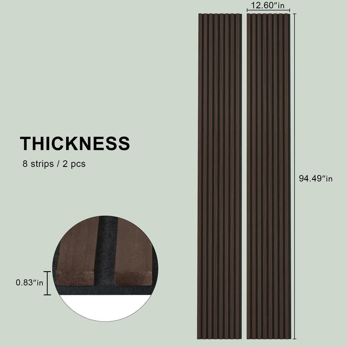 Luxury Smoked Walnut Acoustic Solid Wood Slat Wall Panels ( 2 Panels Per Box） HAUSVITA