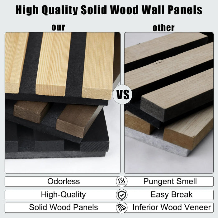 Luxury Smoked Walnut Acoustic Solid Wood Slat Wall Panels ( 2 Panels Per Box） HAUSVITA