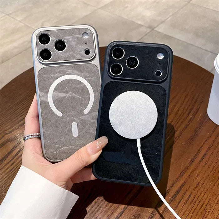 Luxury Solid Colors Large Window Leather Texture Magnetic Phone Case For iPhone PhoneShells