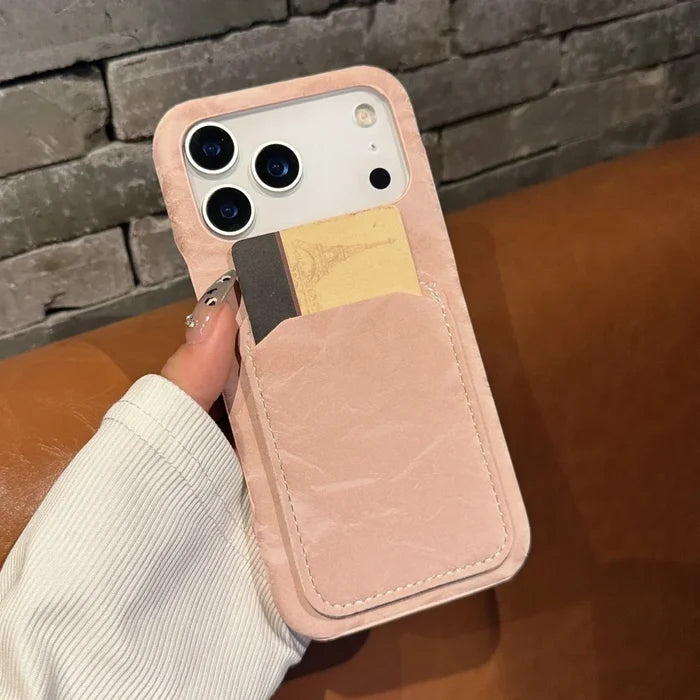 Luxury Velvet Fabric Slot Card Wallet Case For iPhone PhoneShells