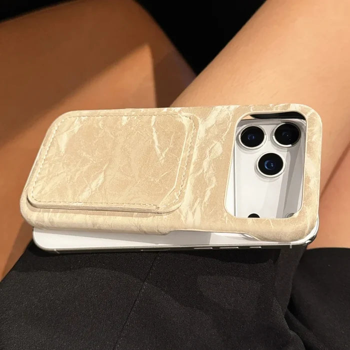 Luxury Velvet Fabric Slot Card Wallet Case For iPhone PhoneShells