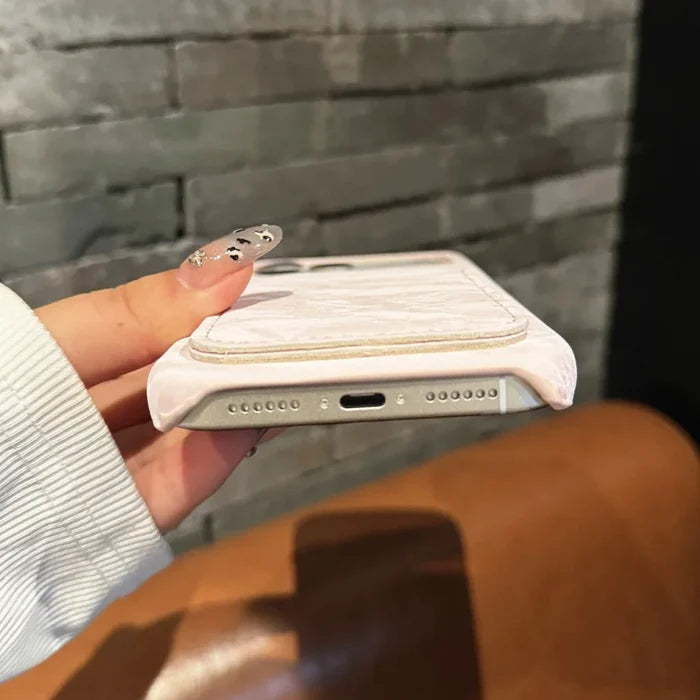 Luxury Velvet Fabric Slot Card Wallet Case For iPhone PhoneShells
