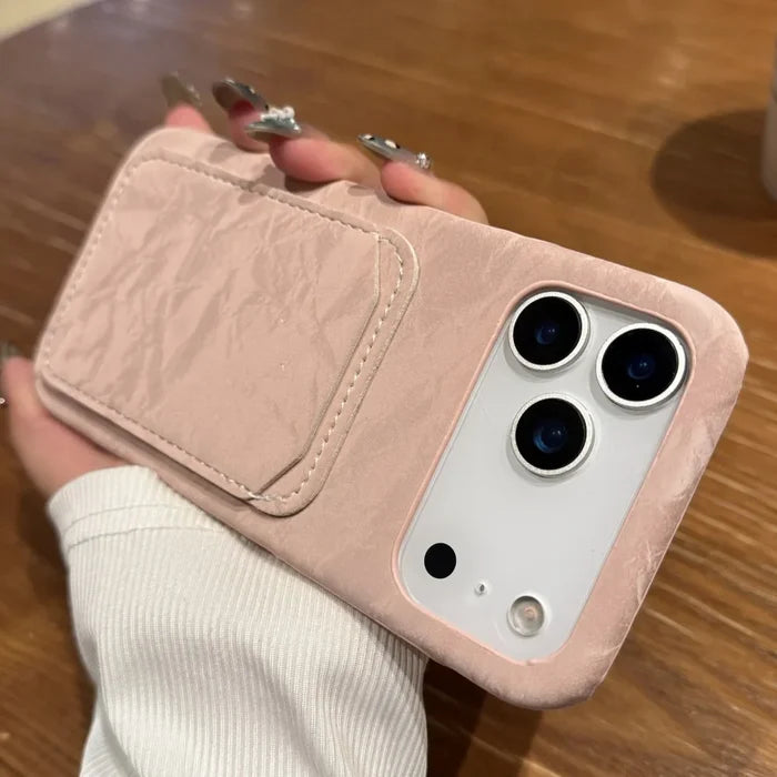 Luxury Velvet Fabric Slot Card Wallet Case For iPhone PhoneShells