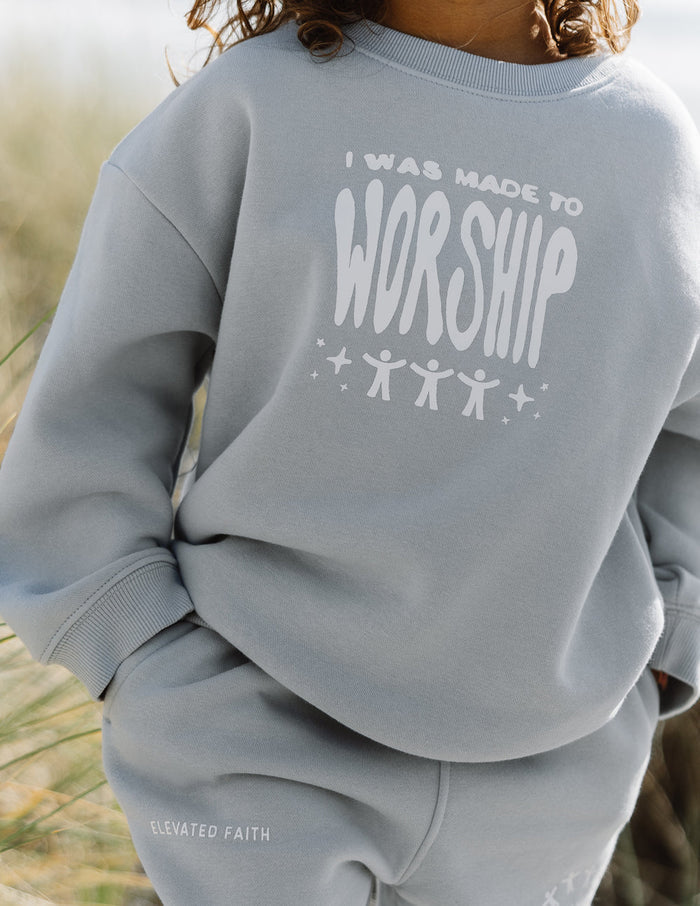 Made To Worship Kids Crewneck Elevated Faith