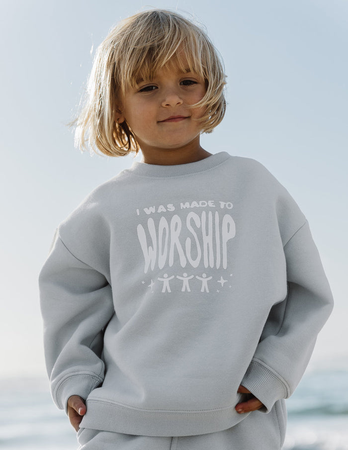 Made To Worship Kids Crewneck Elevated Faith