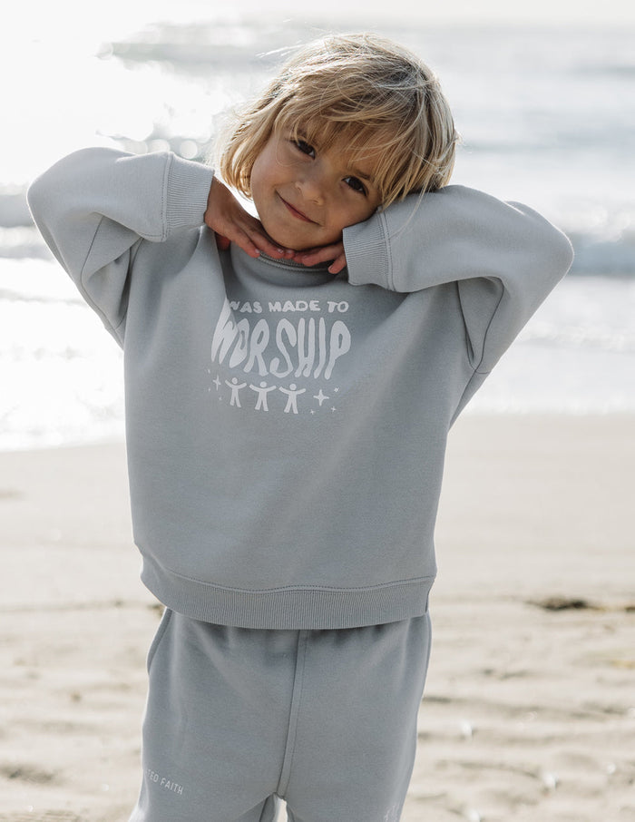 Made To Worship Kids Crewneck Elevated Faith