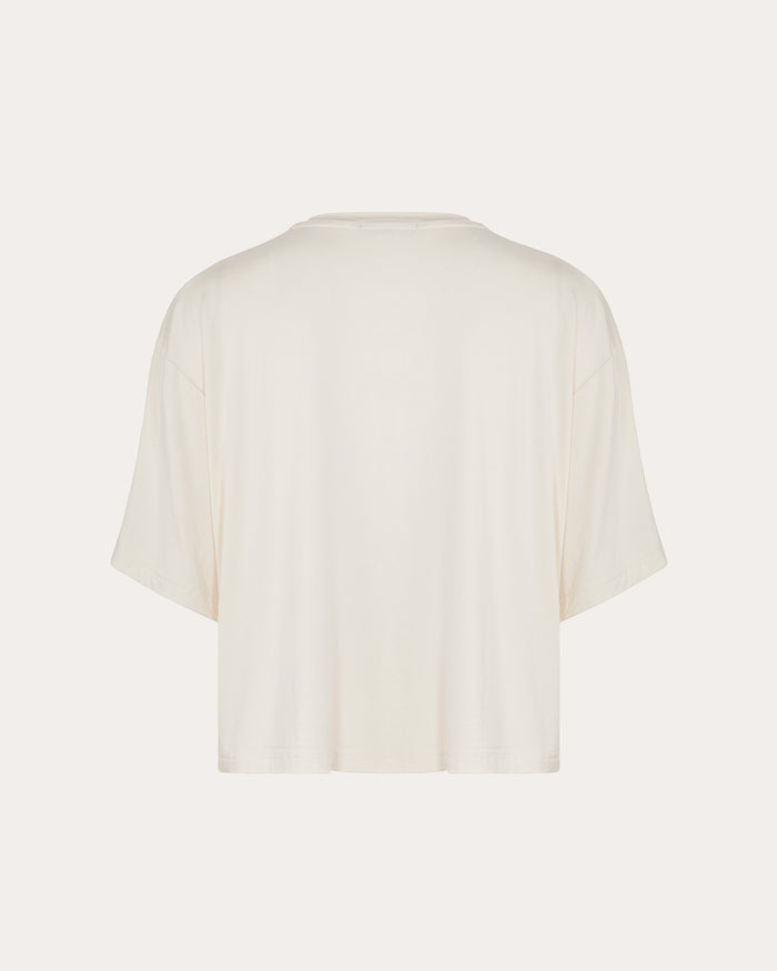 Maglietta off-white con maniche scese