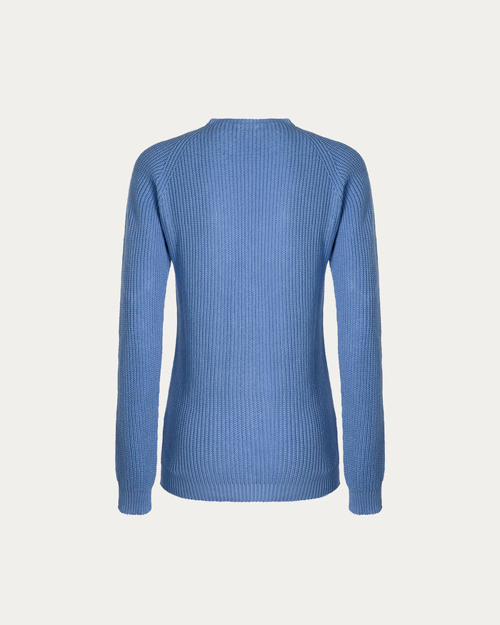 Maglione girocollo con treccia in cotone organico cielo