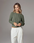 Maglione girocollo con treccia in cotone organico foresta