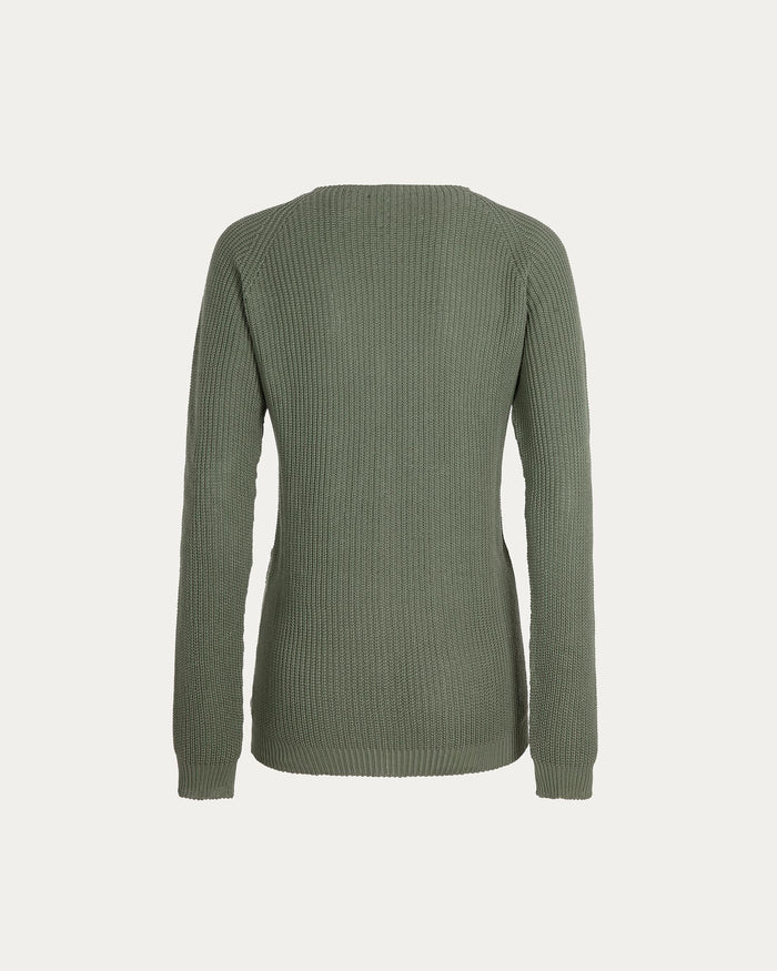 Maglione girocollo con treccia in cotone organico foresta