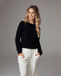 Maglione girocollo con treccia in cotone organico nero