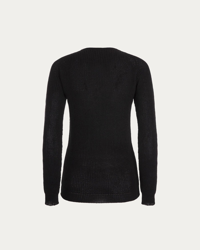 Maglione girocollo con treccia in cotone organico nero
