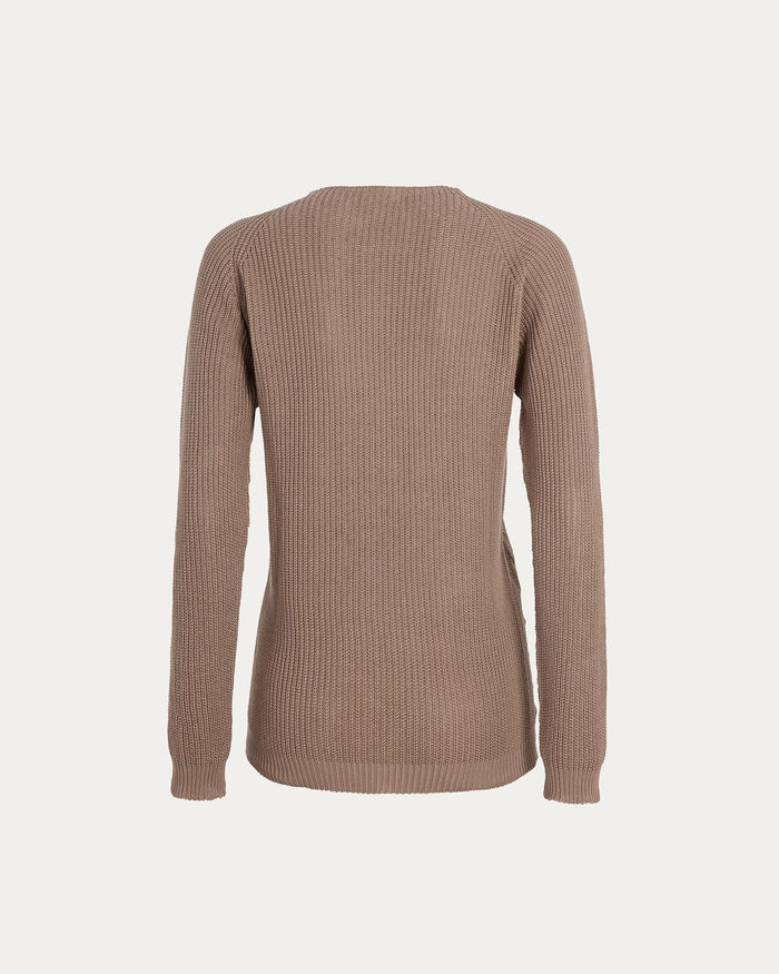 Maglione girocollo con treccia in cotone organico terra