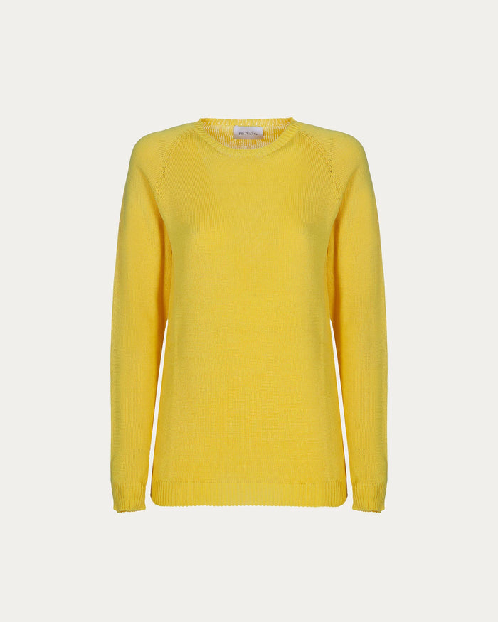 Maglione girocollo in cotone organico giallo vegano sostenibile