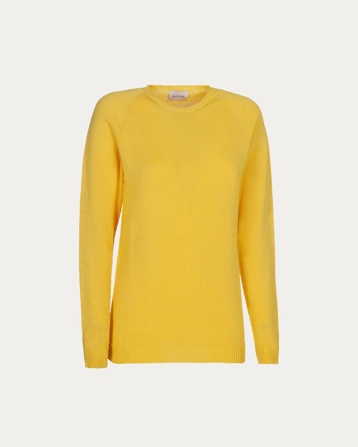 Maglione girocollo in cotone organico giallo vegano sostenibile