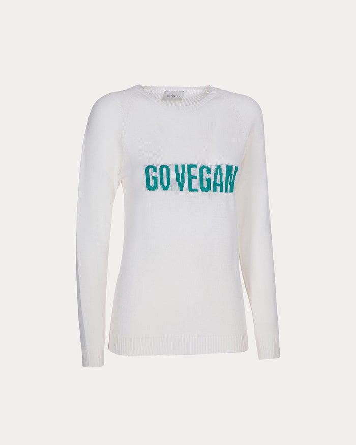 Maglione go vegan in cotone organico bianco vegano sostenibile