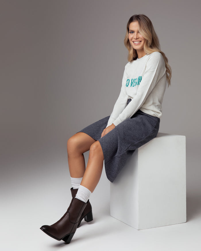 Maglione go vegan in cotone organico bianco vegano sostenibile