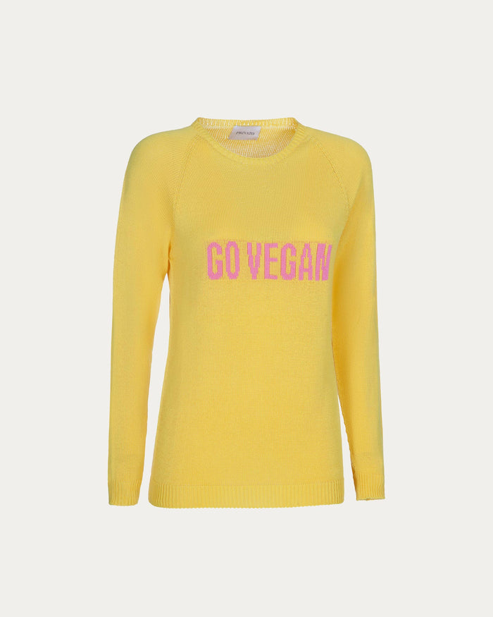 Maglione go vegan in cotone organico giallo vegano sostenibile