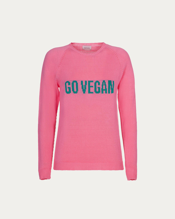 Maglione go vegan in cotone organico rosa vegano sostenibile