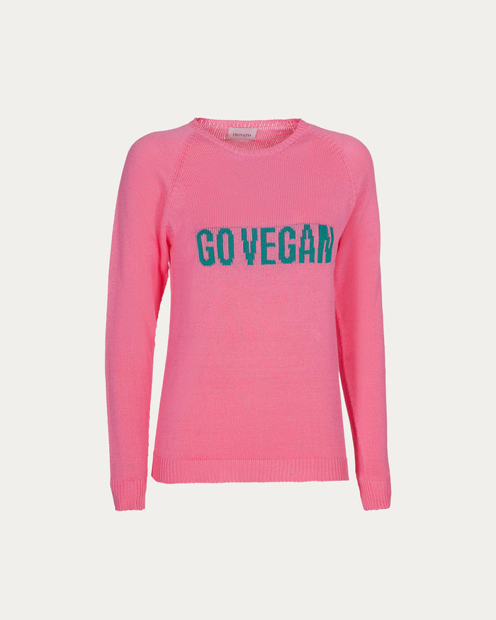 Maglione go vegan in cotone organico rosa vegano sostenibile