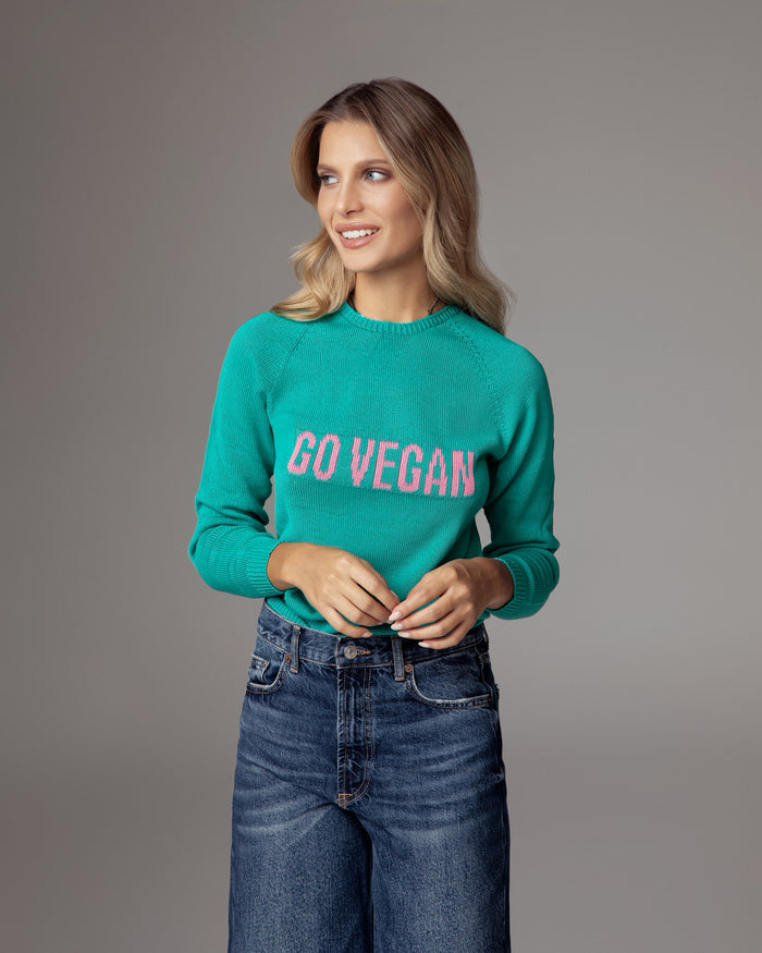 Maglione go vegan in cotone organico verde vegano sostenibile
