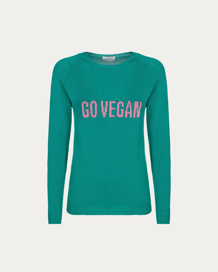 Maglione go vegan in cotone organico verde vegano sostenibile